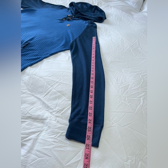 Tentree | Mens XL | Blue Striped Pullover Hoodie Zip Pouch Pocket | Hemp Blend - Picture 3 of 11